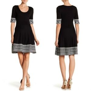 NWT NINA LEONARD Scoop Neck Jacquard Dress SZ L